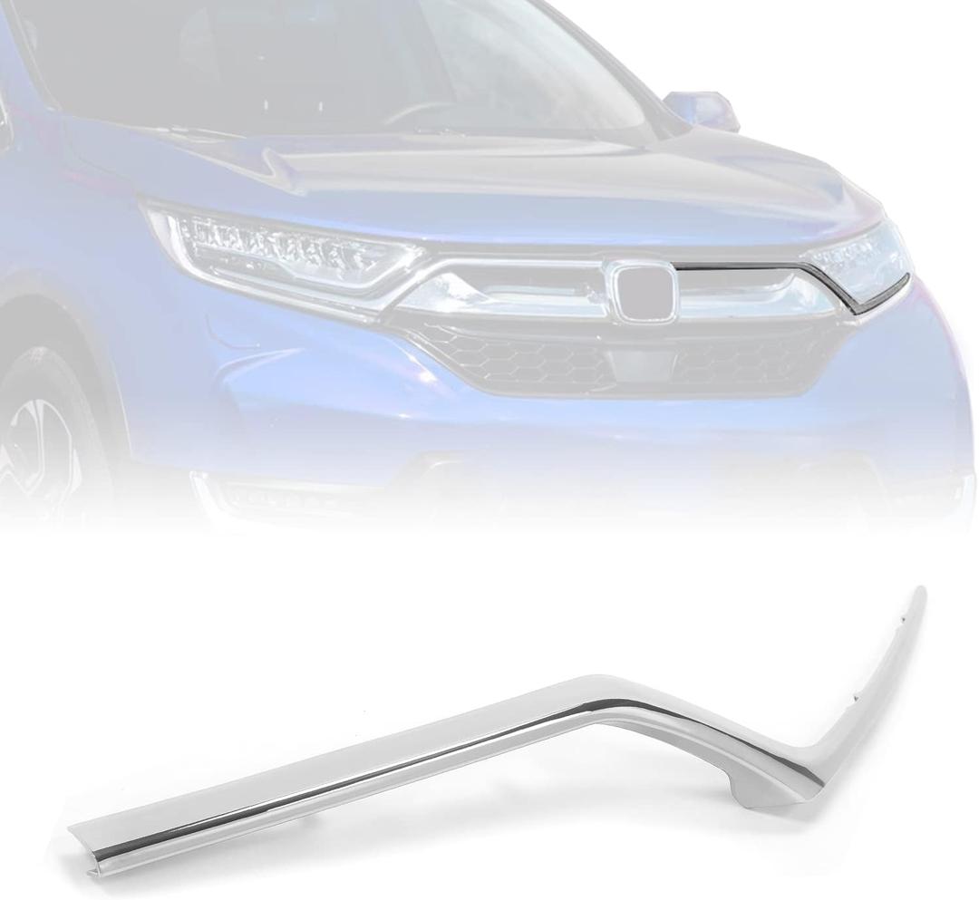 HECASA Headlight Molding Compatible with 2017-2019 Honda CR-V CRV Front Bumper Head Light Grille Trim Chrome Replace for 71173-TLA-A00/ HO1212121 Left Driver Side