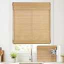 UNISHADES NO Drill Cordless Bamboo Roman Shades, Windows Size 29.5" W × 64" H - Carbonized