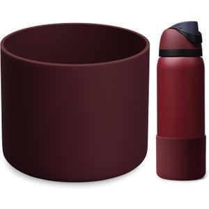 Protective Silicone Boot for Owala FreeSip, Twist & Flip 24oz 32oz 40oz - Extended Height Bottom Sleeve for Maximum Dent Protection - Anti-Slip & Noise Reducing Base Accessories (Black Cherry)