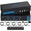 4K144Hz HDMI + 2 Displayport KVM Switch 3 Monitors 3 Computers 8K USB 3.0 KVM Switches Triple Monitor for 3 Computer Share 3 Screens and 4 USB 3.0 Ports Support Extended/Copy Mode (Deep Blue)