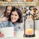 GyroVu Candle Warmer Lamp with Timer, 3-Level Dimmable Candle Lamps Vintage Glass Shade, Candle Warmer Light Wax Melt Warmer for Scented Wax, Black Warmer Lamp for Women Home Decor (2 Bulbs Included)