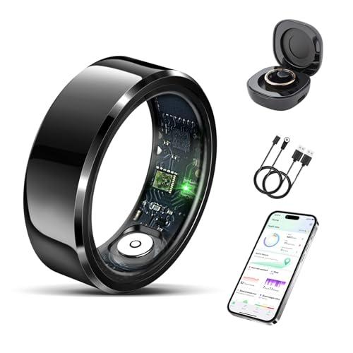 Delcast Smart Ring for Women Men-Wearable Fitness Tracker with Sleep Tracking Heart Rate Blood Oxygen Healthy Monitor Ring Activity Monitoring Steps Calories Black, Size 10