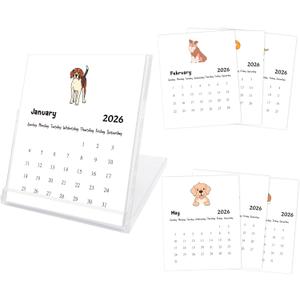 3 x Desk Calendar 2026, 12-Month School Year Calendar, Puppy Monthly Desktop Calendar, Small Desk Calendar 2026 for Home Office Table Desk Decoration, Gifts for Friends Coworkers-01