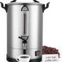 Coffee Percolator Large Coffee Maker 155 Cups Commercial Coffee Urn Electric Industrial Coffee Maker Hot Water Dispenser Machine for Catering, Church, Restaurant Dual Layer Stainless Steel 1500W 120V