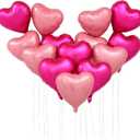 Heart Balloons 18" Foil Love Balloons with Letter Mylar Balloons heart balloons for Valentines Day Propose Marriage Wedding Anniversary Backdrop Birthday Party Supplies (Hot Pink+ Macaron Pink 24 Pcs)