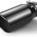 3.5 Inch Inlet Exhaust Tip,3.5" Inlet 5" Outlet 12" Overall Length,Chrome Black Exhaust Tip,Chrome-Plated Exhaust Tip,Stainless Steel,Angle Cut,Clamp On