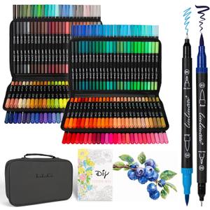 200 Colors Dual Tip Markers Brush Pens Set, Fine & Brush Tip Art Marker for Adult Coloring Book No Bleeding, Artist Colored Pen for Drawing Calligraphy Journal Doodling Lettering Note Taking