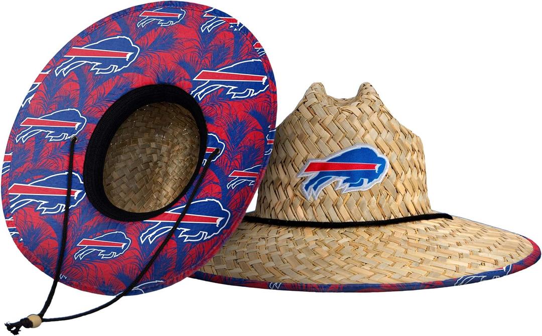 NFL Team Logo Americana Floral Lifeguard Beach Straw Sun Hat (M)