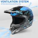 Adult Dirt Bike Helmets, Fashion Motocross, Motorcycle, BMX, ATV, Off-Road, Moutain Bike Helmets Adjustable Sun Visor Dot Approved for Men Women (Blue, Small)