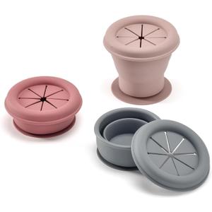 silicone snack container, snack cups for toddlers spill proof, Food Grade Silicone Cups, 3pcs, Pink, Light Pink, Gray