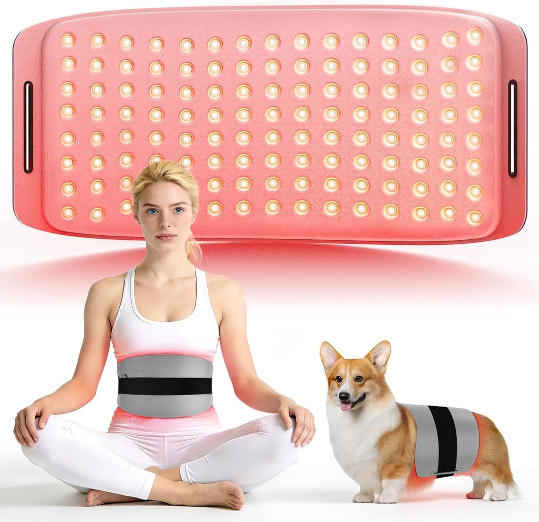 Red Light Therapy for Dogs and Humans, Portable 360 LED Chips Red Light Therapy Belt with Strap, Infrared Light Therapy Devices for Muscle & Joint Pain Relief (16.9'' X 8'' Gray)