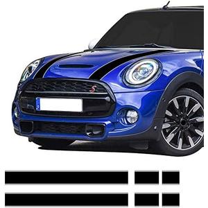 Car Styling Hood Bonnet Stripes Sticker Trunk Rear Engine Cover Vinyl Decal Stickers for Mini Cooper R56 R57 F55 F56 Accessories (Black-Gray)