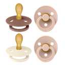 BIBS Colour Pacifier with Symmetrical Nipple| Natural Rubber Baby Pacifier | Set of 4 BPA-Free Soothers | Made in Denmark | Blush Mix | Size 6-18 Months