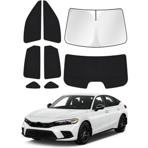 Canvcle Windshield Sun Shade for 11th Gen Honda Civic 2022-2025 2026 (NOT for Hatchback) Side Rear Window Shade Cover Kit Full Window Sun Visor Shield Camping Keep Vehicle Cool Black 8PCS
