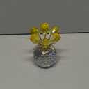 YWHL Handmade Crystal Yellow Rose Flower Figurine With Round Vase, Romantic Gifts for Wife Mom on Anniversary Birthday Mother's Day, Glass Flower for Sister Friends, Wedding Home Decorations