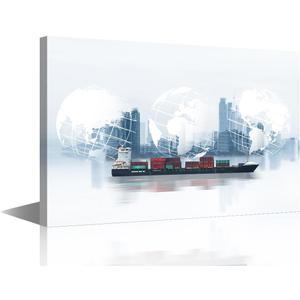 TUMOVO 1Pcs Shipping Container Wall Art for Office Modern Abstract Decor Canvas Pictures Global Transport Framed Poster Prints for Home Office Bedroom Living Room Wall Decor 36x24in