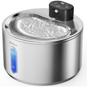 Wireless Cat Water Fountain, 135fl.oz/4L Stainless Steel Cat Fountain Battery Operated, Pet Water Dispenser Cordless for Cats & Dogs Indoor (1 Set Filter)