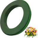 Suction Cup Floral Foam Ring - 11.8-Inch Pre-Soaked Wet Floral Foam Base with Mud for Fresh Flowers, Easy Car Window Decoration for Weddings, Parties, Home Decor (Green)