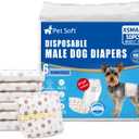 Pet Soft Dog Diapers Male - Disposable Male Dog Wraps Wetness Indicator, Ultra Absorbent Doggie Diapers Comfortable for Incontinence Excitable Urination, 50pcs XSmall