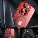 SPIDERCASE Designed for iPhone 16 Pro Case, Magnetic Translucent [2+Full Coverage Tempered Glass Screen Protector] [Full Camera Protection] Anti-Fingerprint Anti-Scratch for iPhone 16 Pro 6.3, Red