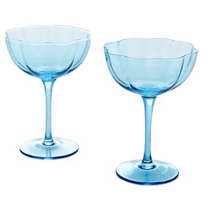 Tabletops Gallery 2 Piece Coupe Glass Set - Blue, 2 pc