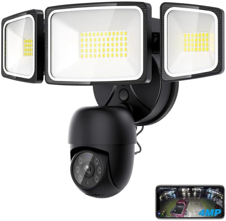 Onforu Floodlight Camera 360 View 2K HD Video Security Camera Outdoor, 5500LM Motion-Activated Smart Flood Lights Cam, AI Detection and Tracking, 24/7 Recording, Color Night Vision, Work with Alexa (Black)