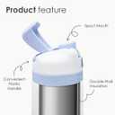 Cat Insulated Stainless Steel Water Bottle with Straw for Sports and Travel 24 Ounces for Women Girls Friends Teens Birthday (Blue)