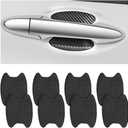8PCS Car Door Handle Sticker, Carbon Fiber Anti-Scratches Car Door Cup Protector, Non-Marking Auto Door Handle Protective Film, Self-Adhesive Door Side Paint Protector for All Cars (Black/8PCS)