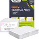 Juvale  50-Pack Clear Business Card Pockets Holders 3.75x2 In, Self-Adhesive Side Load Plastic Protector, Sleeves Labels, Bulk Set for Storage, Organization, Labeling Bins, Folders, and Files