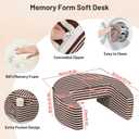 Reading Pillows for Sitting in Bed Adult, Reading Pillow for Gaming, for Working, Playing Games, Crocheting or Sitting, Lap Memory Foam Pillow with Side Pockets (Reddish Brown and White)