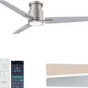 CJOY Ceiling Fan with Lights, 48 Inch Low Profile Ceiling Fans with Light and Remote, Reversible DC, Flush Mount, 3CCT，Dimmable, Modern Indoor/Outdoor Design for Bedroom, Living Room, Patio, Kitchen, Silver