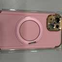 COOLQO for iPhone 14 Case 6.1'' Upgraded 360° Spin Magnetic Stand [Compatible with Magsafe][Military Grade Drop Protection] Shockproof Protective Phone Holder Cover for iPhone 14, Pink Gold