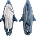 Shark Blanket Hoodie Onesie for Adult & Kid, Wearable Shark Sleeping Bag, Soft Cozy Onesie Costume (3XL: for 69-73 Inch Height)