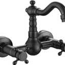 GGStudy Wall Mounted Kitchen & Bathroom Sink Faucet With Double Cross Handle Oil Rubbed Bronze