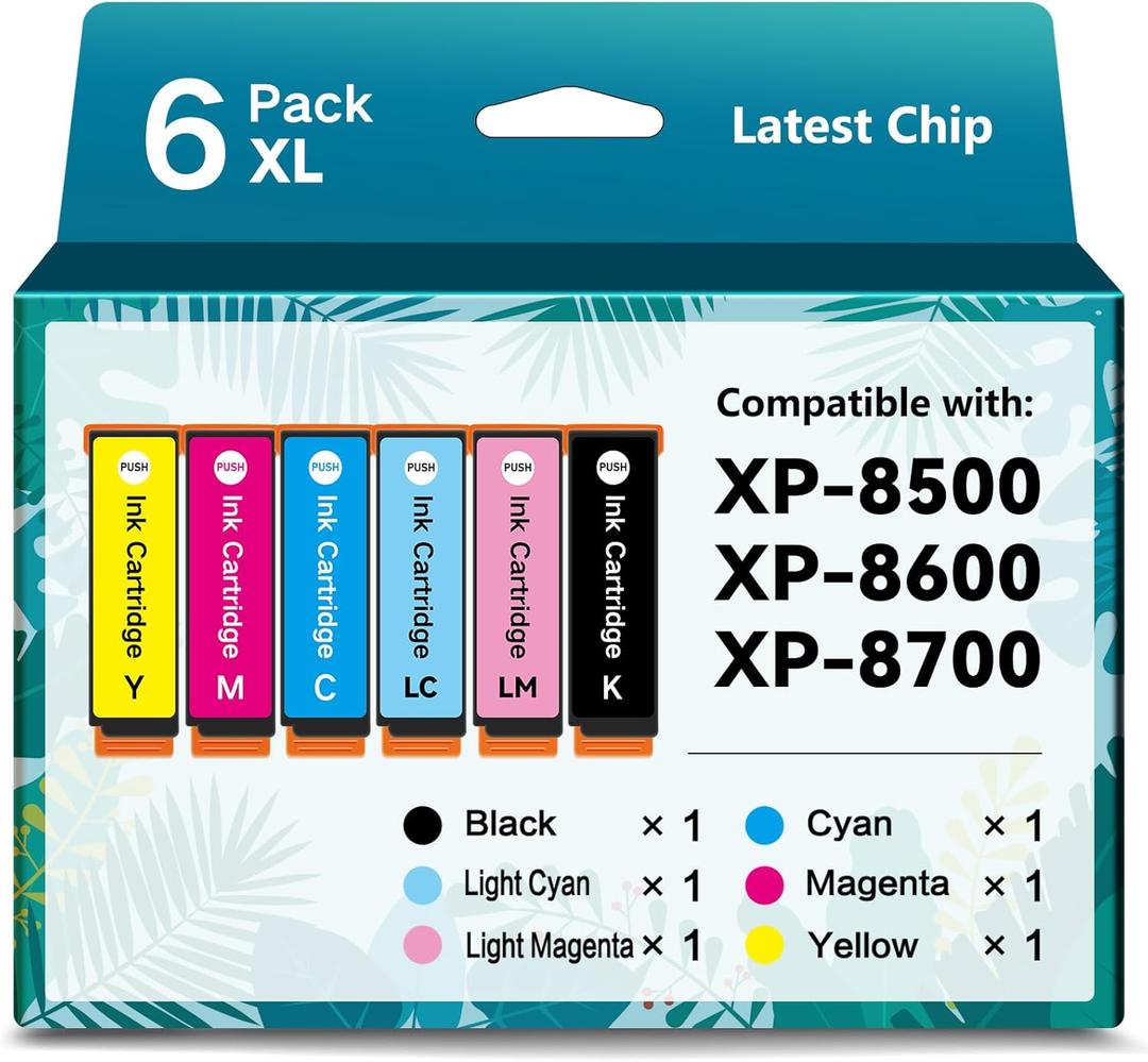 Remanufactured Ink Cartridges for Epson 312XL Ink Cartridges for T312 T312XL for Expression Photo XP-8500 XP-8600 XP-8700 (6 Pack,1 Black,1 Cyan,1 Magenta,1 Yellow,1 Light Cyan,1 Light Magenta )