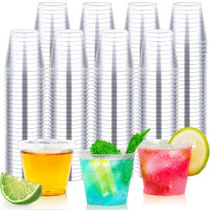 Byvivace Shot Glasses, 500 Counts 1OZ. Disposable Plastic, Clear, Crack Proof, 1.0 Ounces, Modern Design for Parties