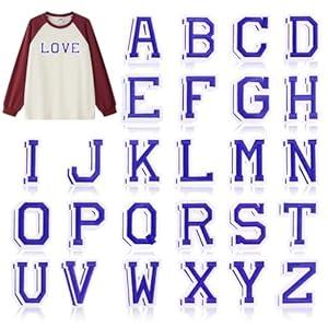 52PCS Iron on Letter Patches Colourful Letters A-Z Embroidered Applique Patches for Clothes Dress Hat Jackets Socks Jeans Bag Shoes (3)
