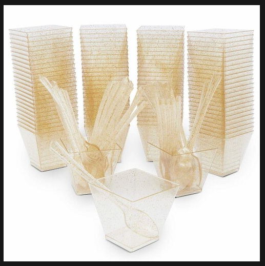 Zerodeko Elegant Dessert Cups 50pcs Tiramisu Party Cups Square Lidless for Tiramisu Pudding Snacks