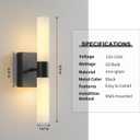 KUZZULL Wall Sconces Set of Two Matte Black Modern Bathroom Sconces Lighting Set of 2 Frosted Glass Shade Indoor Wall Lamp Wall Mounted Lights Metal Wall Light Fixtures for Living Room Stairs