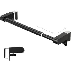 VEHHE Kitchen Towel Holder, Hand Screwed Telescopic Kitchen Towel Rack No Tools Required, Adjustable Length and Width Over The Cabinet Door Towel Rack with EVA Foam Pad (Black)