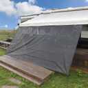 8FT x 13FT 3in Rv Awning Sun Screen Rv Front Awning Complete Kit UV Blocking Black Grid Improves Shadow Protection Privacy Peplacement for Rv Travel Outdoor Camping