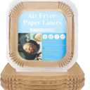 100 PCs Disposable Air Fryer Parchment Paper Liners, Disposable, Non-Stick, Oil-Proof, Water-Proof, Unbleached Baking Paper, Food Grade, Easy cleanup, Mess-Free, for All Roasting Baking (20 cm Square)