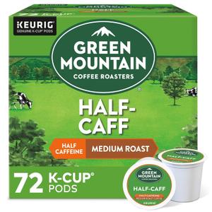 Green Mountain Coffee Roasters Half Caff Keurig Single-Serve K-Cup pods, Medium Roast Coffee, 72 Count (EXP 05/14/28)