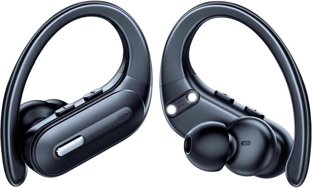 Active Noise Cancelling Ear Buds Wireless Earbuds 90 Hrs Playtime Bluetooth Headphones with Hi-Res Stereo Deep Bass Power Display Earphones with Earhooks Waterproof Transparency Headset for Sports/ Gym