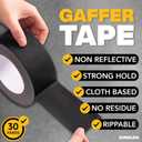 Gaffers Tape Heavy Duty, Easy to Rip, Residue-Free Professional Grade Floor Tape for Electrical Cords, Matte Finish Non Reflective, Weather Resistant (1, Black, 2" x 30 Yards)