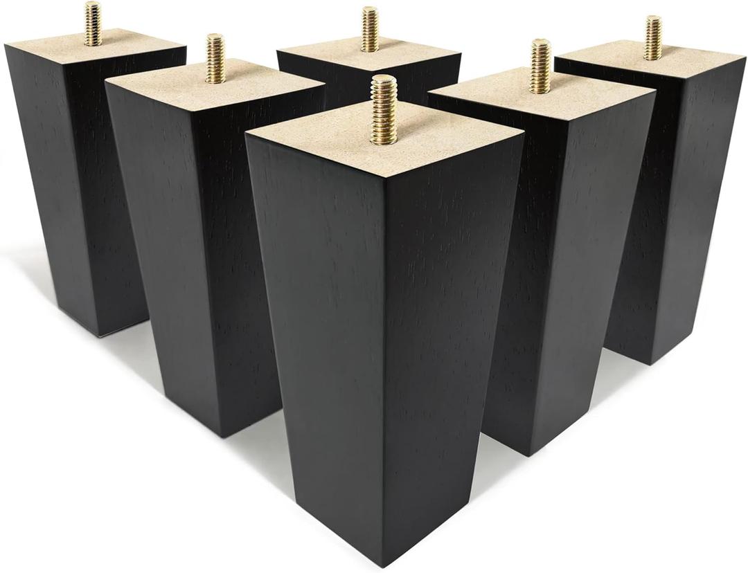AORYVIC 6 inch Furniture Legs Black Couch Legs Set of 6 Ottoman Replacement Sofa Legs for Sectional, Dresser, Recliner, Nightstand