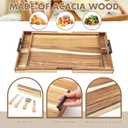 Lounsweer Acacia Expandable 32 Inch Large Charcuterie Board for Party with Handles and Knife Set XL Wood Serving Tray Long Cheese Platter for Gatherings Entertaining House Warming Gift