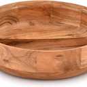 Kaizen Casa Wooden Round Shaped Serving Bowl for Fruit, Dessert Platter Tray Dish Kitchen Dining Fruit, Dessert, Snack