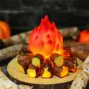 ABOOFAN LED Fake Campfire Lamp Battery Powered Artificial Fire Fake Flame with Realistic Log Flameless Candle for Halloween Christmas Campfire Party Decorations