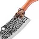 Meat Cleaver,Cleaver Knife, Stainless Steel Forged Kitchen Knife Hammer Pattern Slicing Knife Household Meat Cleaver Cutting Kitchen Knife Chopping Knife (Color : A knife)